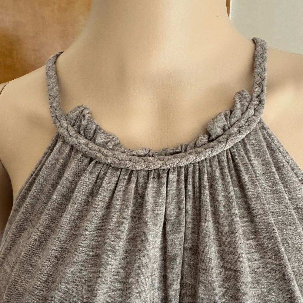 Max Studio Brown Sleeveless Elastic Waist Sleeveless Tunic Asymmetrical Top L
